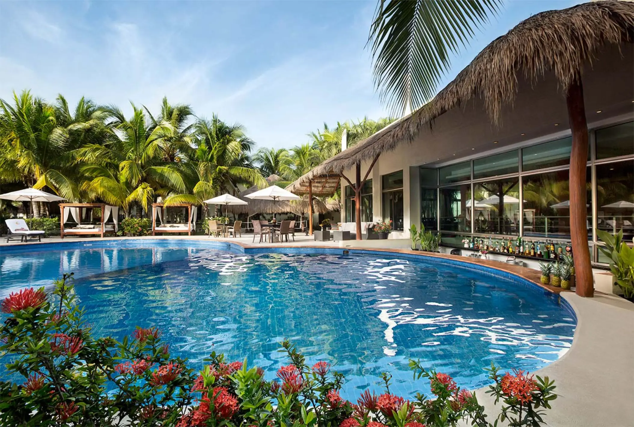 swim up bar at El Dorado Maroma