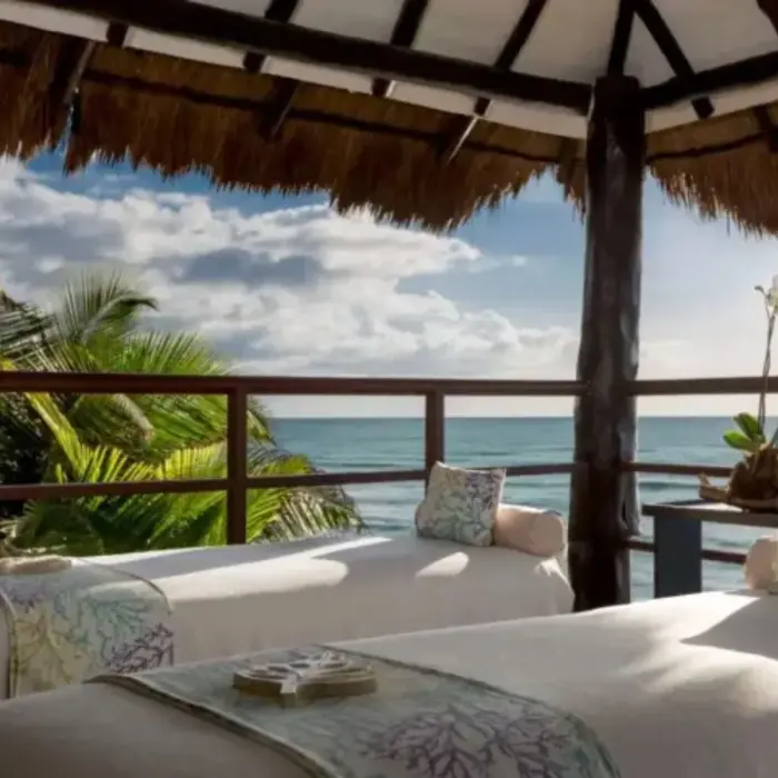 oceanfront massage tables at El Dorado Seaside Suites
