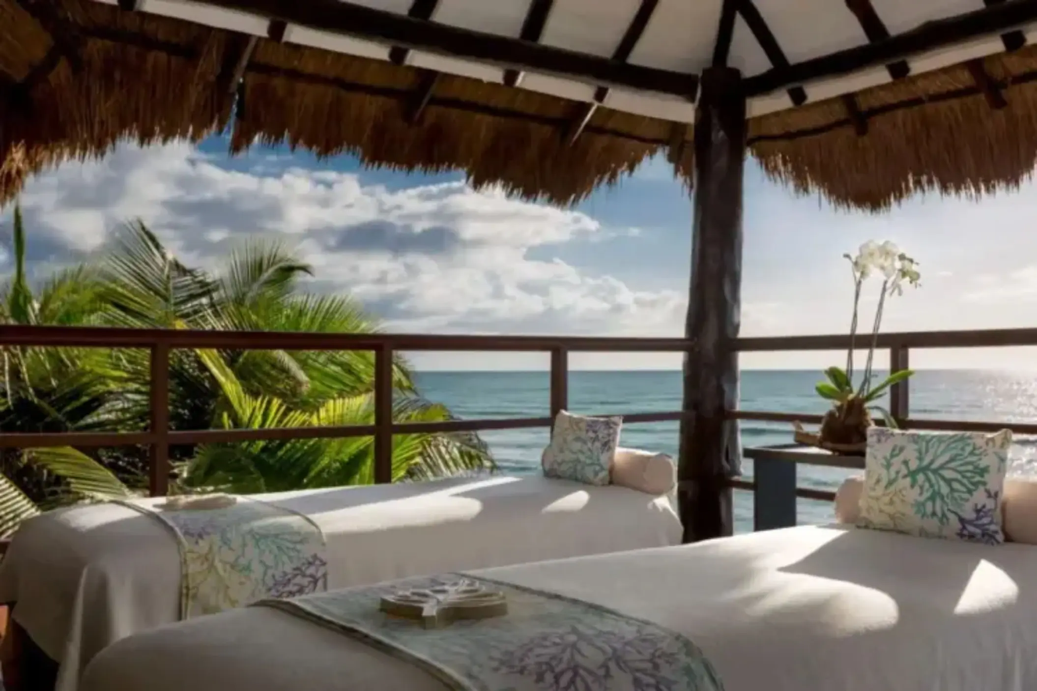 oceanfront massage tables at El Dorado Seaside Suites