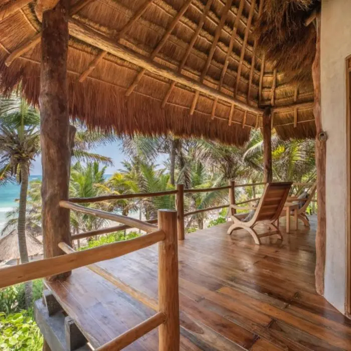 balcony of room with ocean views at Encantada Tulum