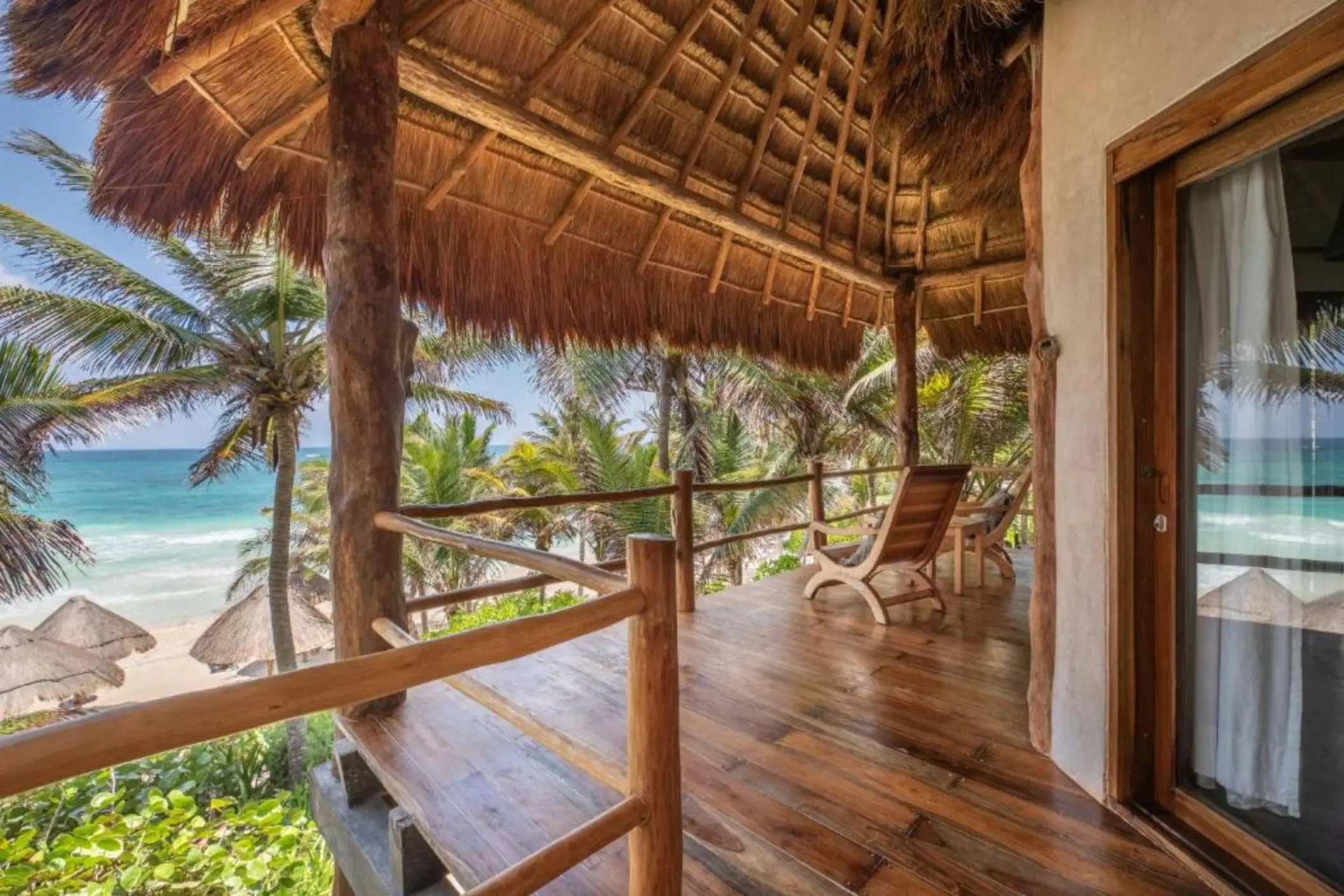 balcony of room with ocean views at Encantada Tulum
