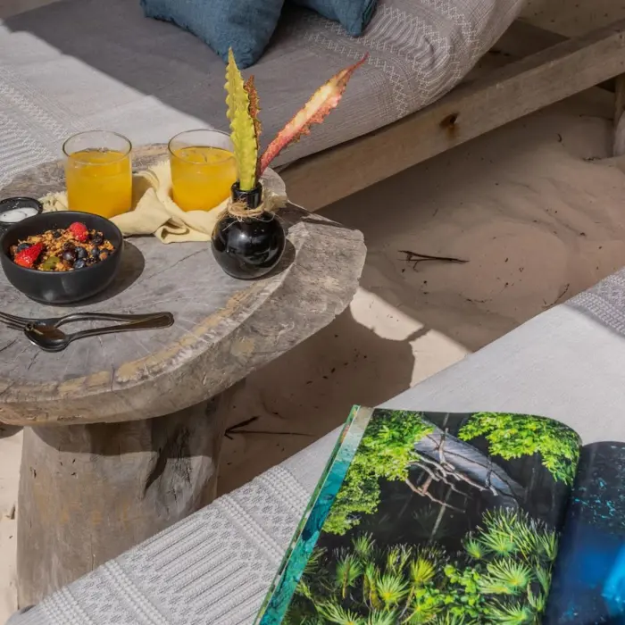beach read and breakfast at Encantada Tulum