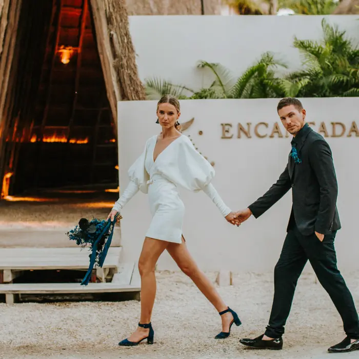 bride and groom at encantada tulum