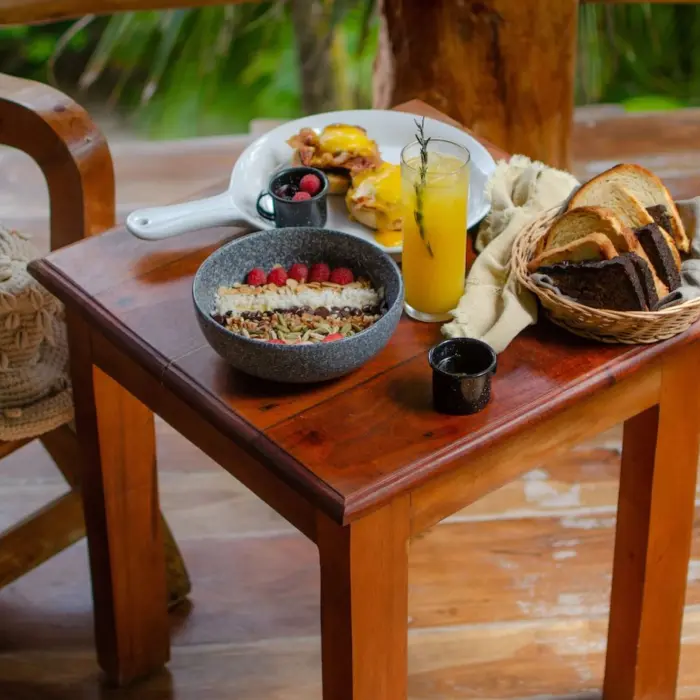 delicious breakfast with juice at Encantada Tulum