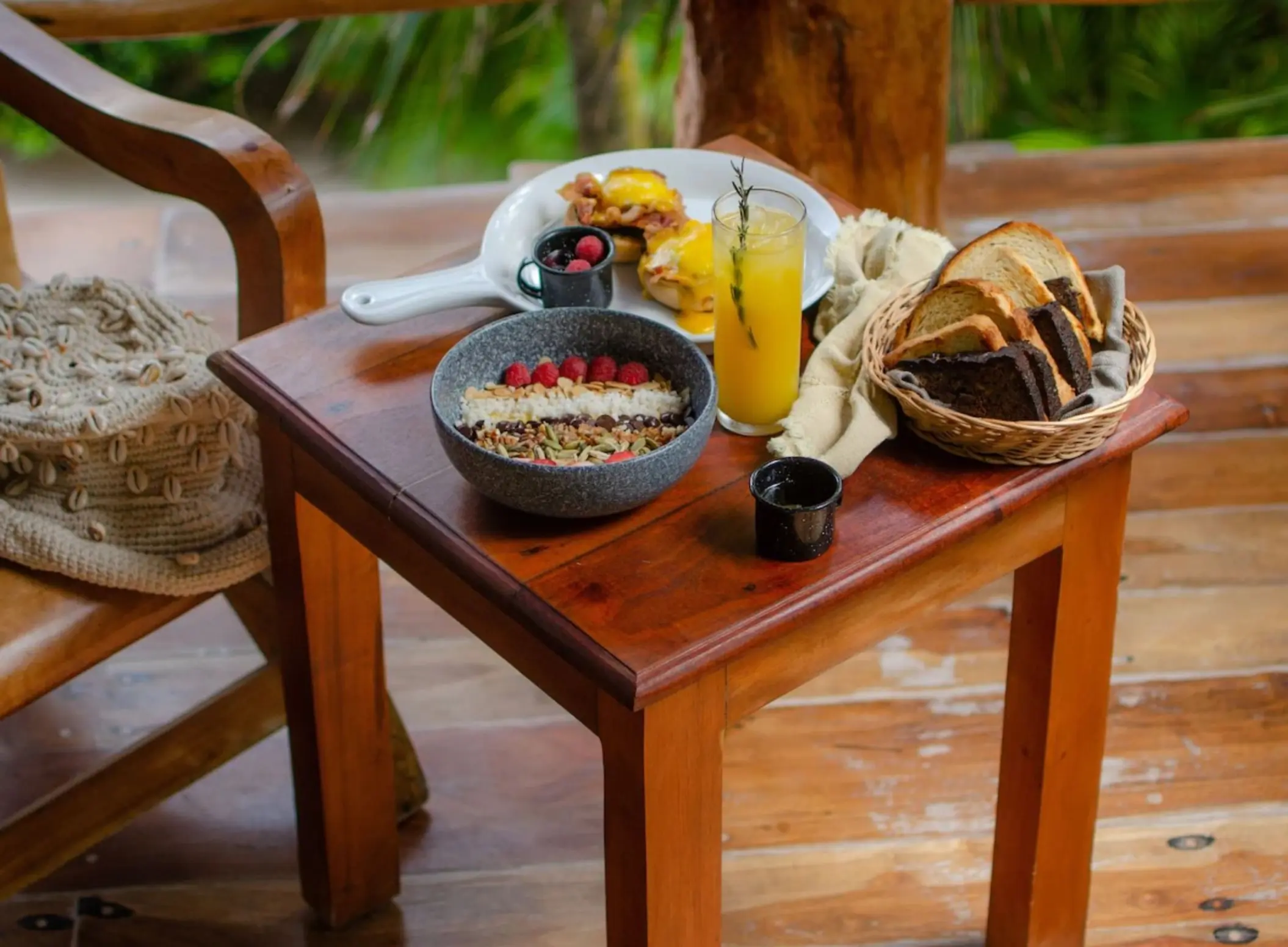 delicious breakfast with juice at Encantada Tulum