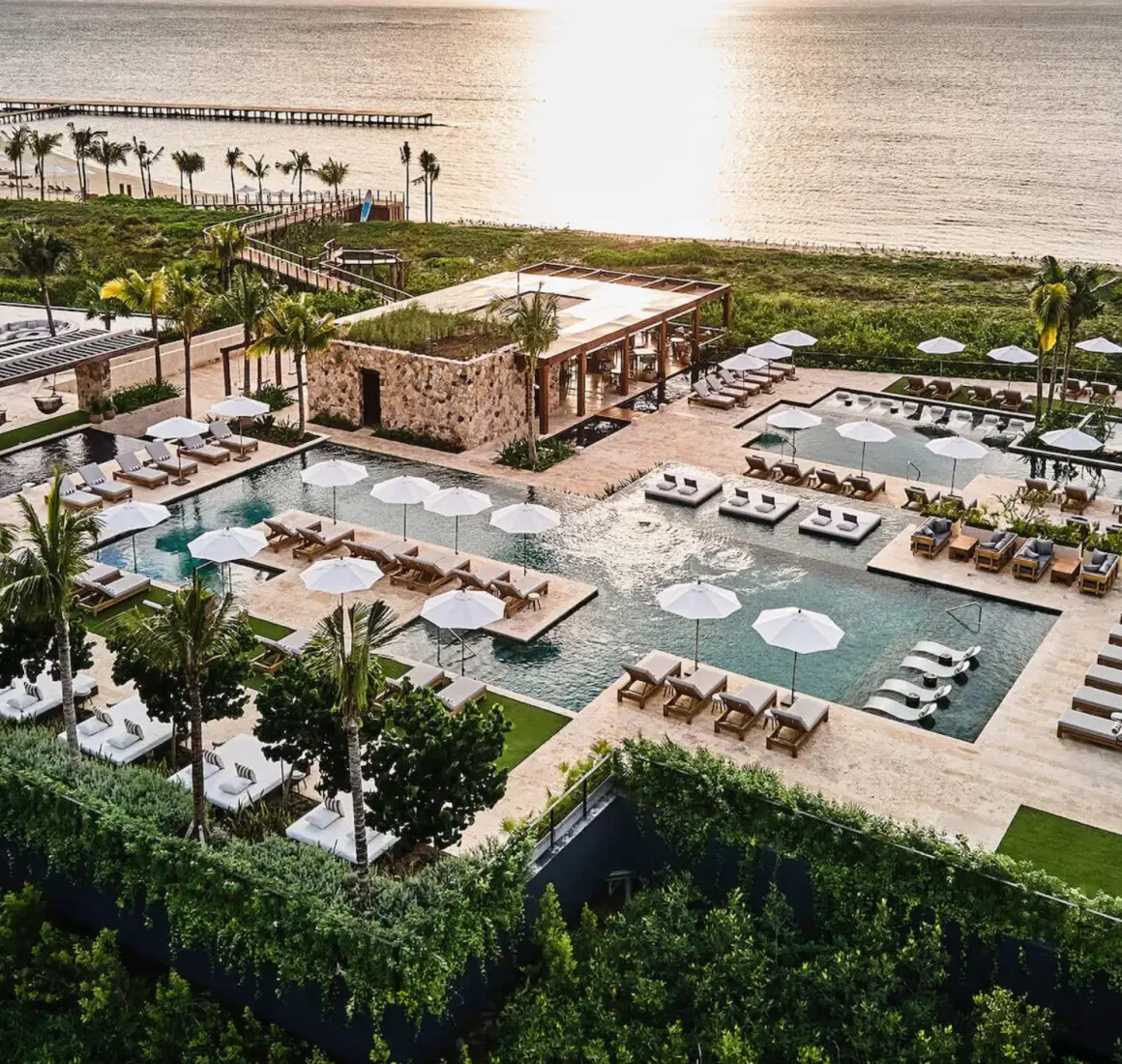 aerial view of the pool and beach at Etereo Riviera Maya