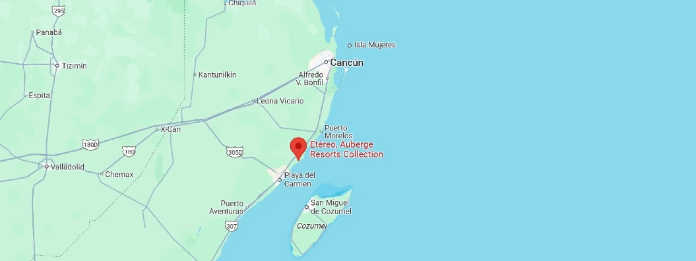 map showing location of Etereo Auberge Resorts Collection in Mexico