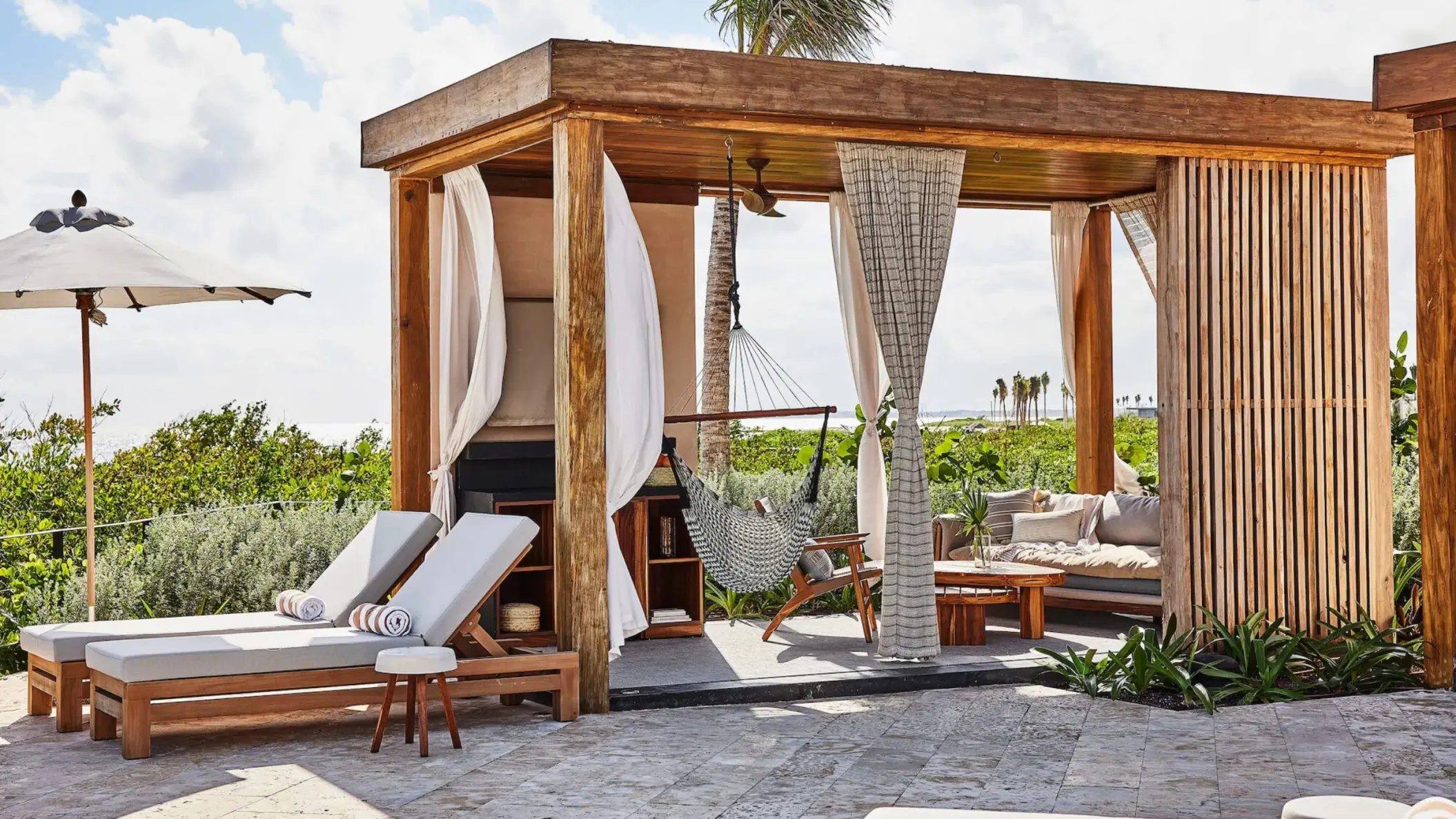 poolside cabana at Etereo Riviera Maya