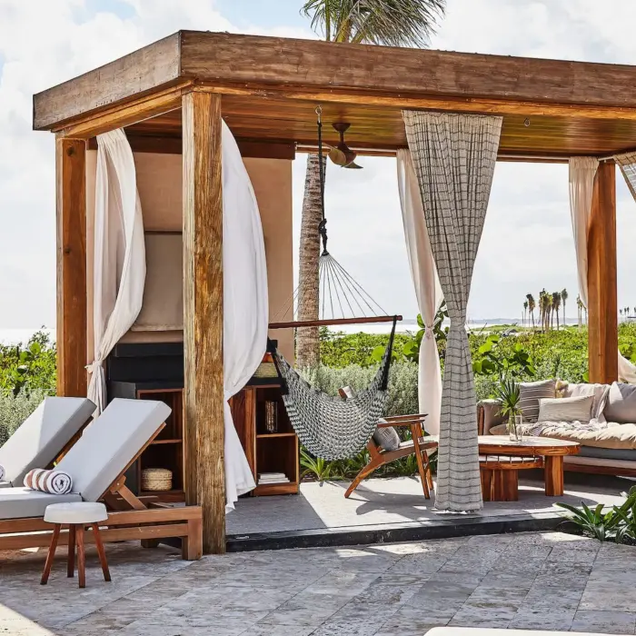 poolside cabana at Etereo Riviera Maya