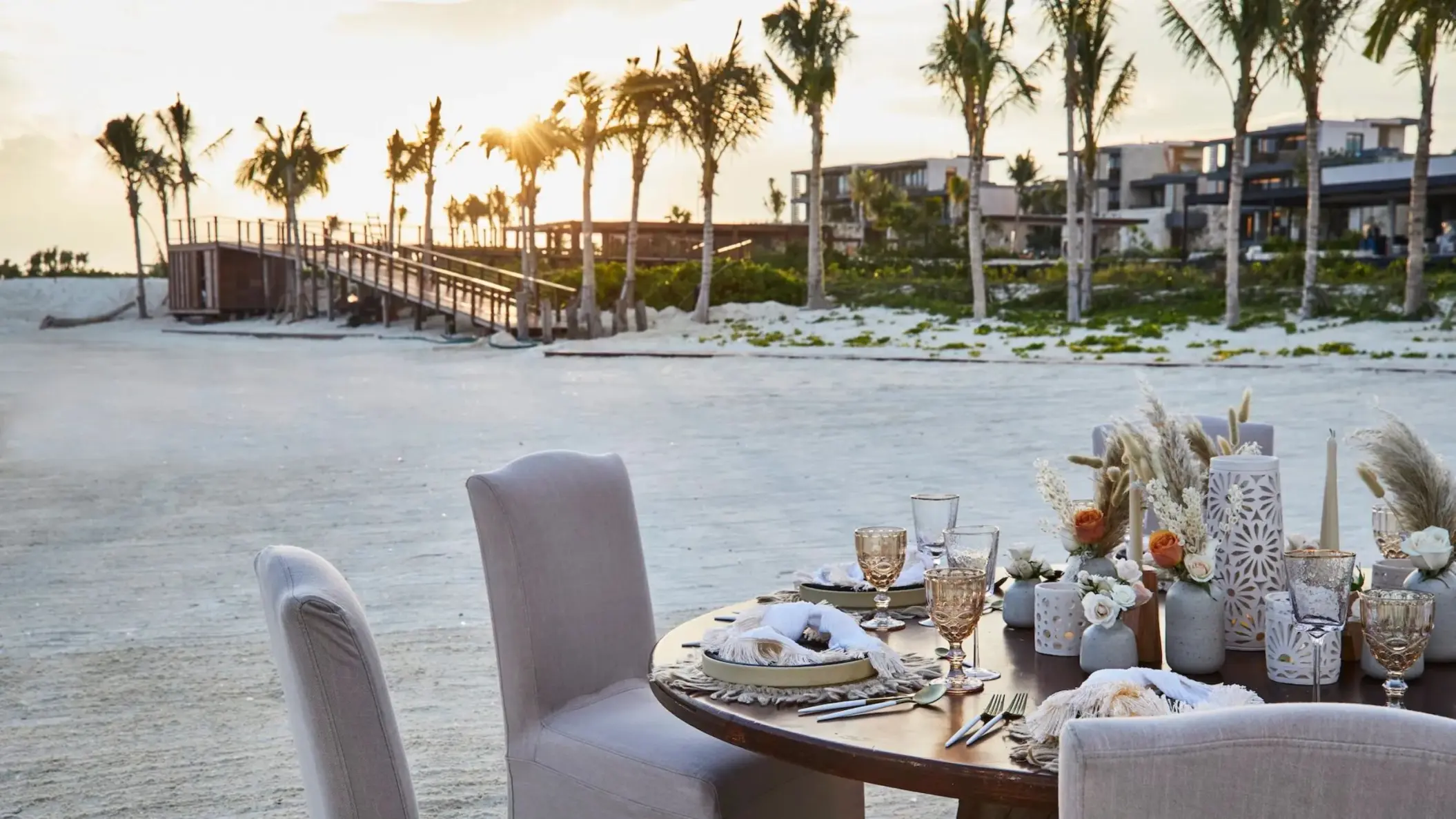 private dining experience on the beach at Etereo Riviera Maya
