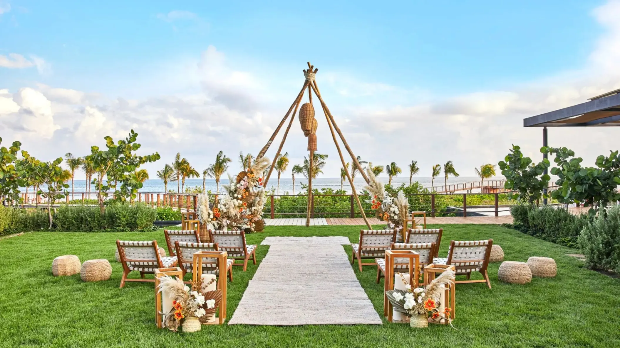 wedding ceremony setup at Etereo Riviera Maya