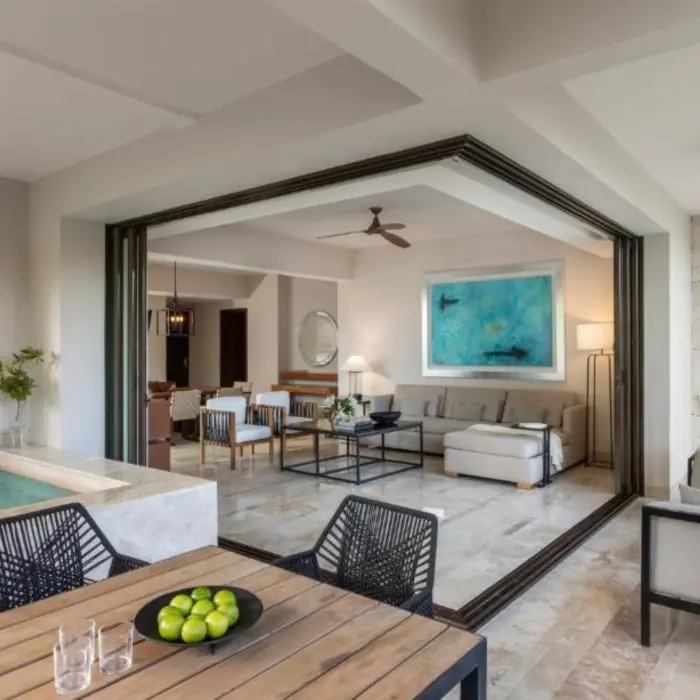 furnished balcony of villa with plunge pool at Fairmont Heritage Place Mayakoba