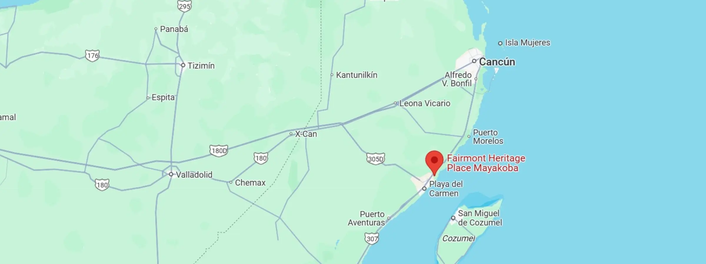 map showing location of Fairmont Heritage Place Mayakoba