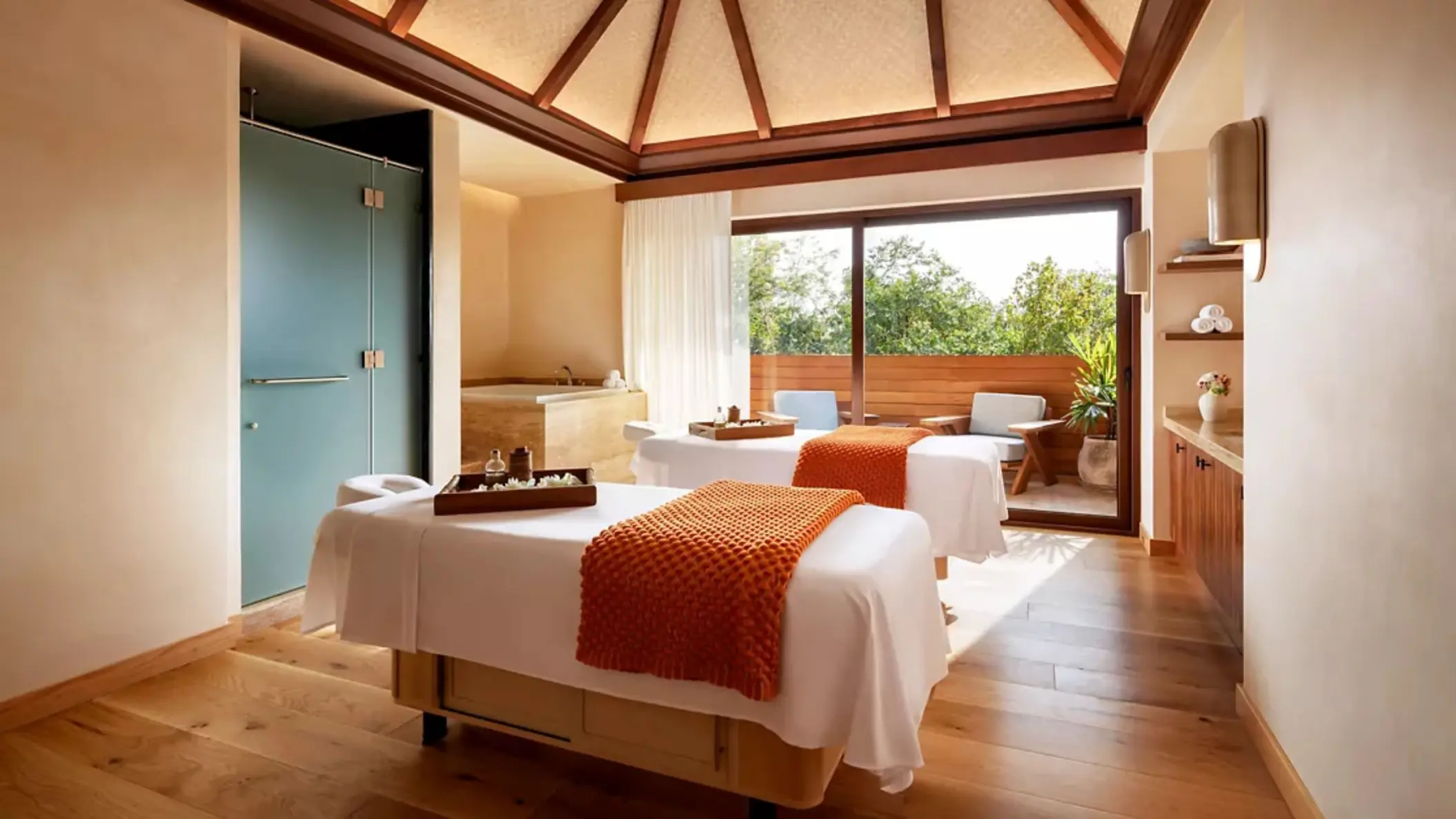 treatment room at the spa at Fairmont Heritage Place Mayakoba