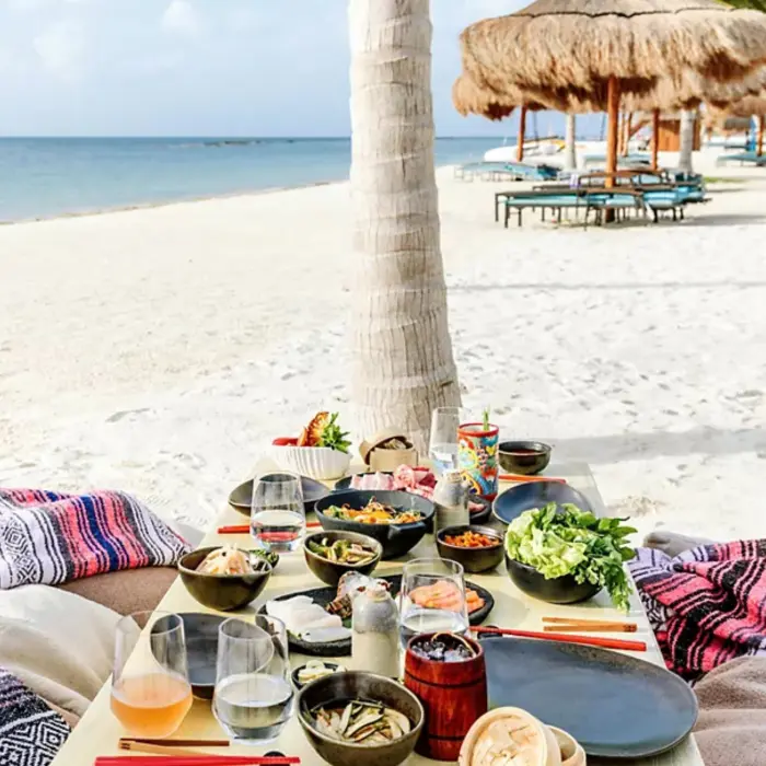 breakfast on the beach at Fairmont Mayakoba