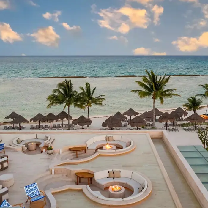 firepits near the beach at Fairmont Mayakoba