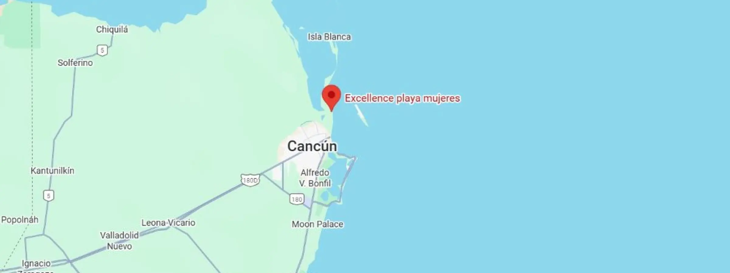 map showing location of excellence playa mujeres in Mexico