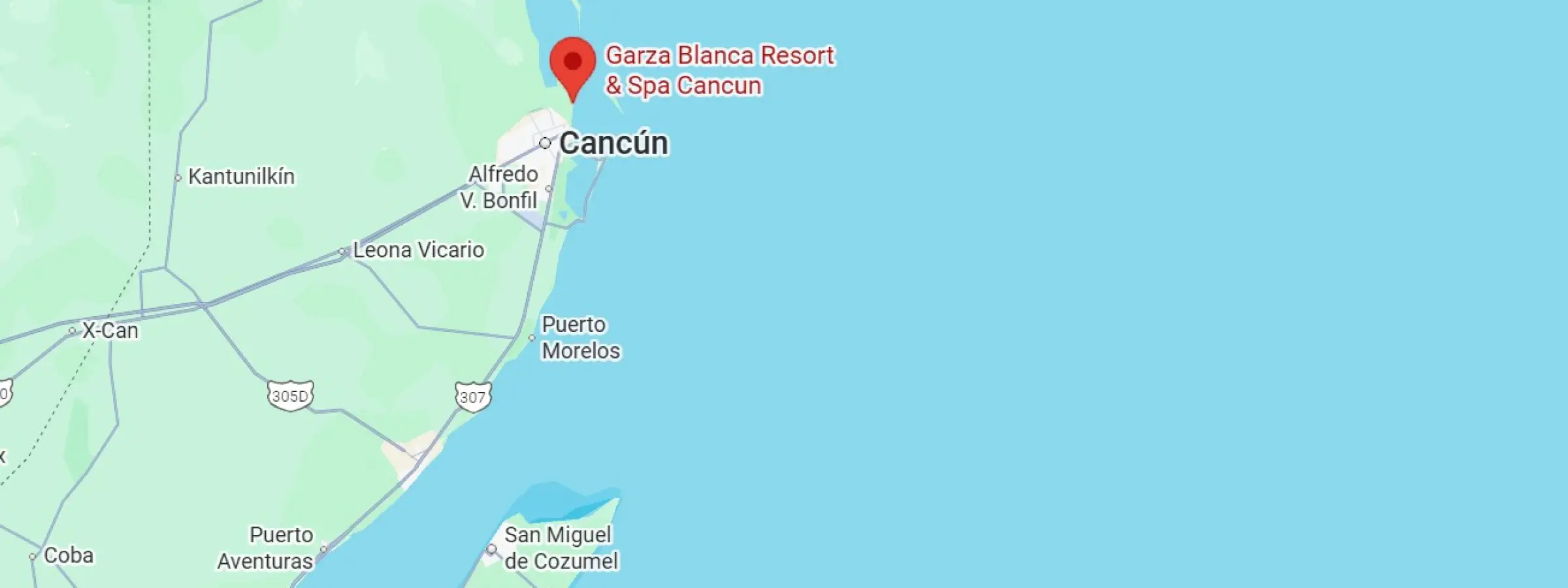 map showing location of garza blanca cancun in mexico