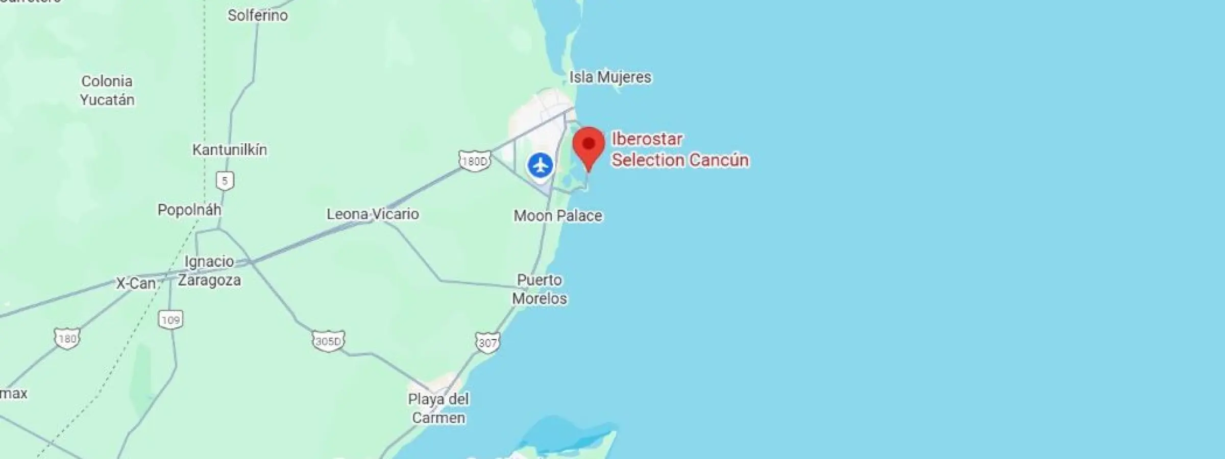map showing location of iberostar selection cancun in Mexico