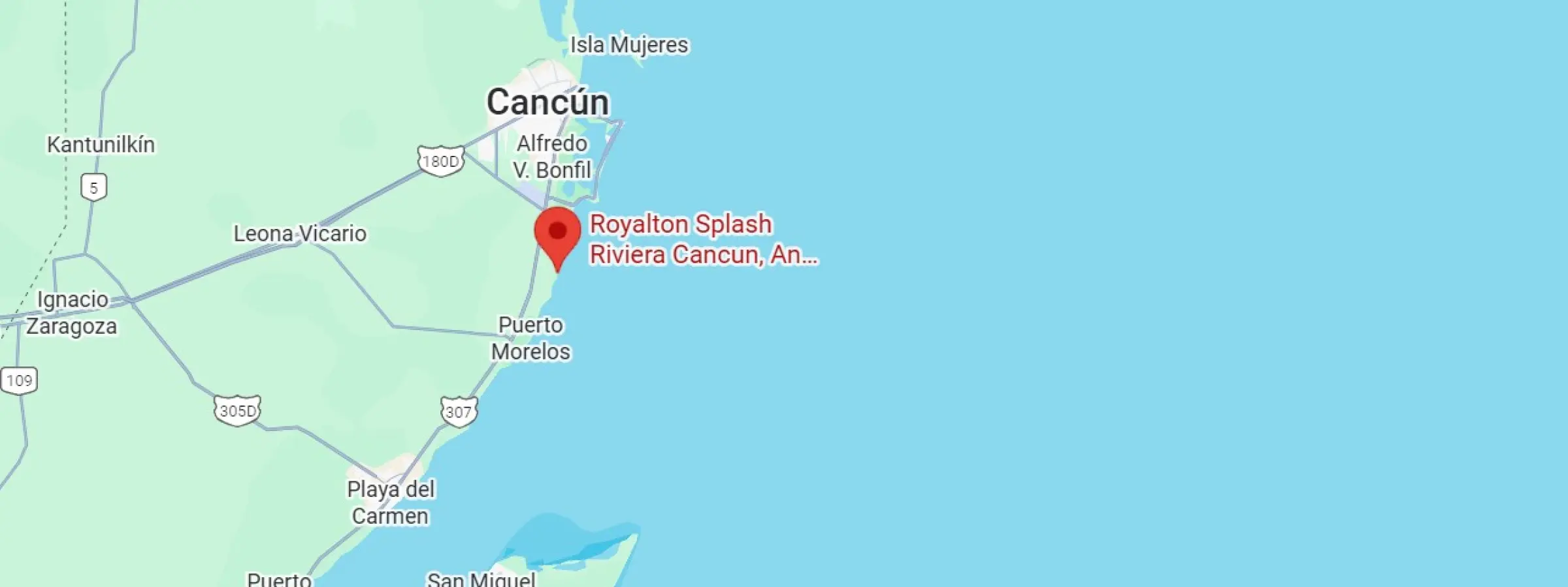 map showing location of royalton splash riviera cancun in Mexico