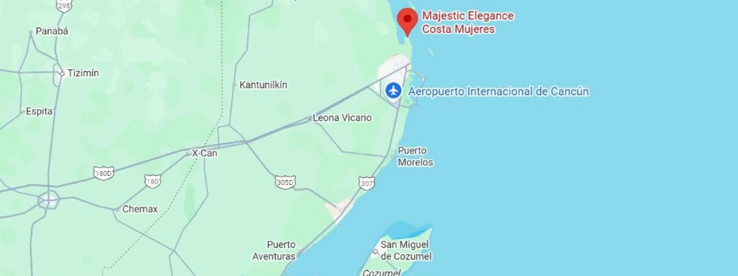 map showing location of majestic elegance costa mujeres