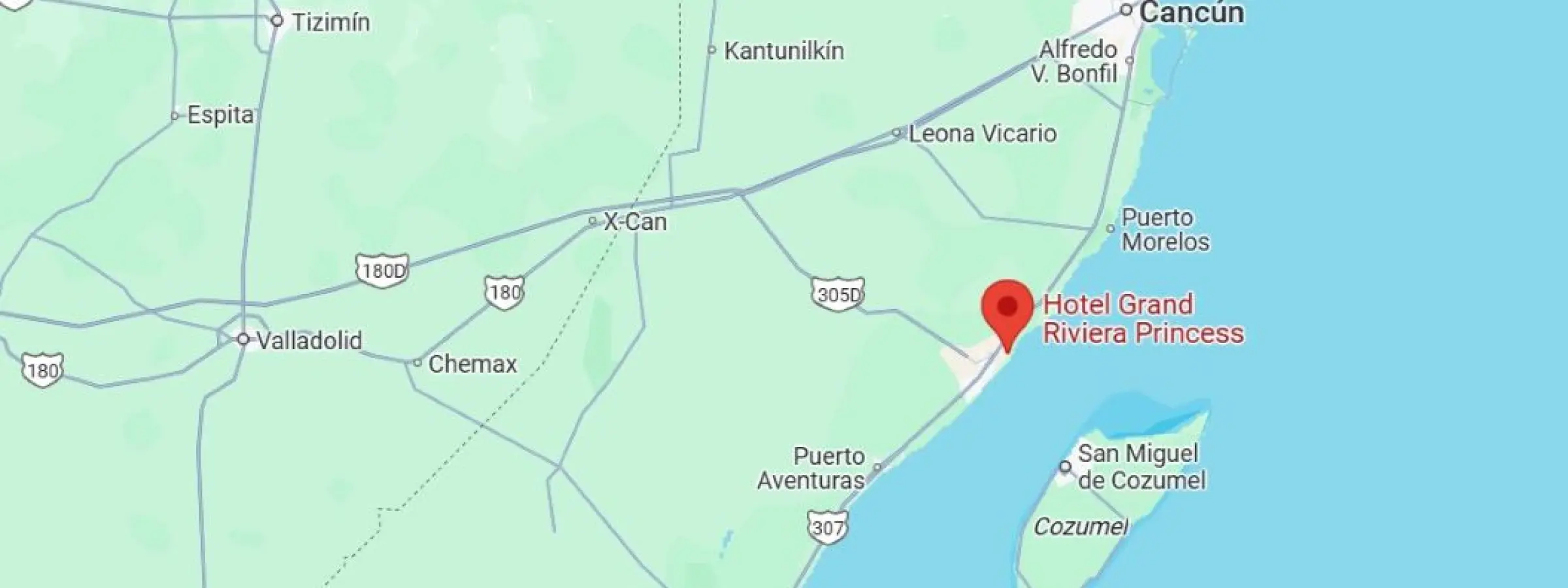 map showing location of Grand Riviera Princess in Mexico