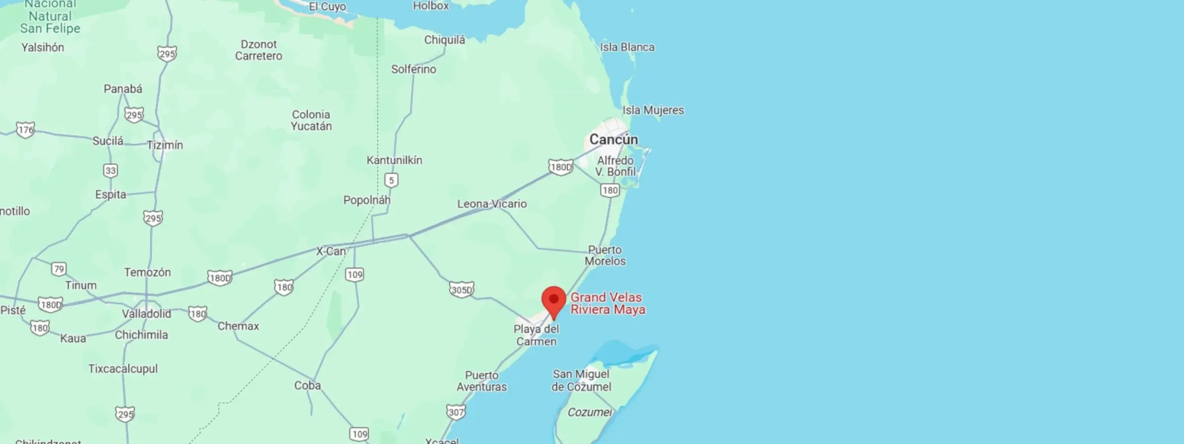 map showing location of grand velas riviera maya resort in Mexico