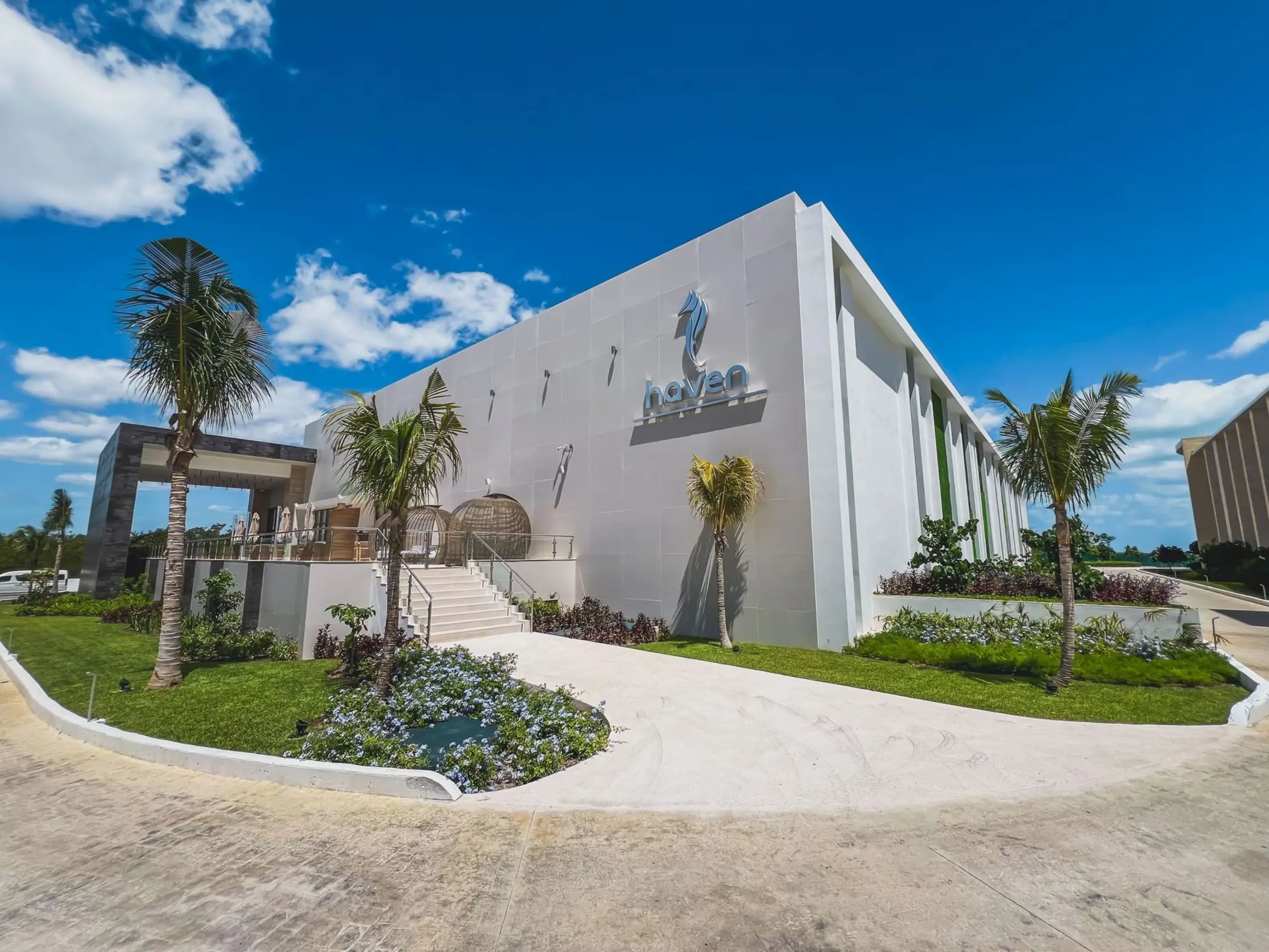 exteriors of Haven Riviera Cancun with its branding