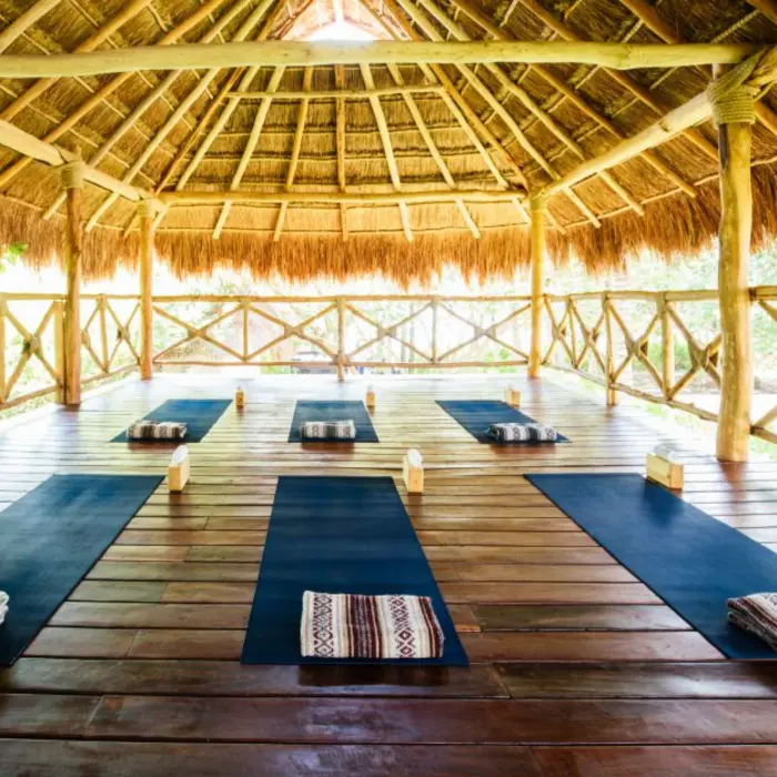 health club with yoga class setup at Hotel Esencia