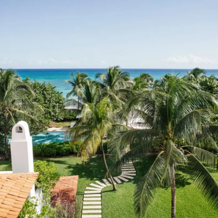 landscaped gardens and pathways with ocean views at Hotel Esencia