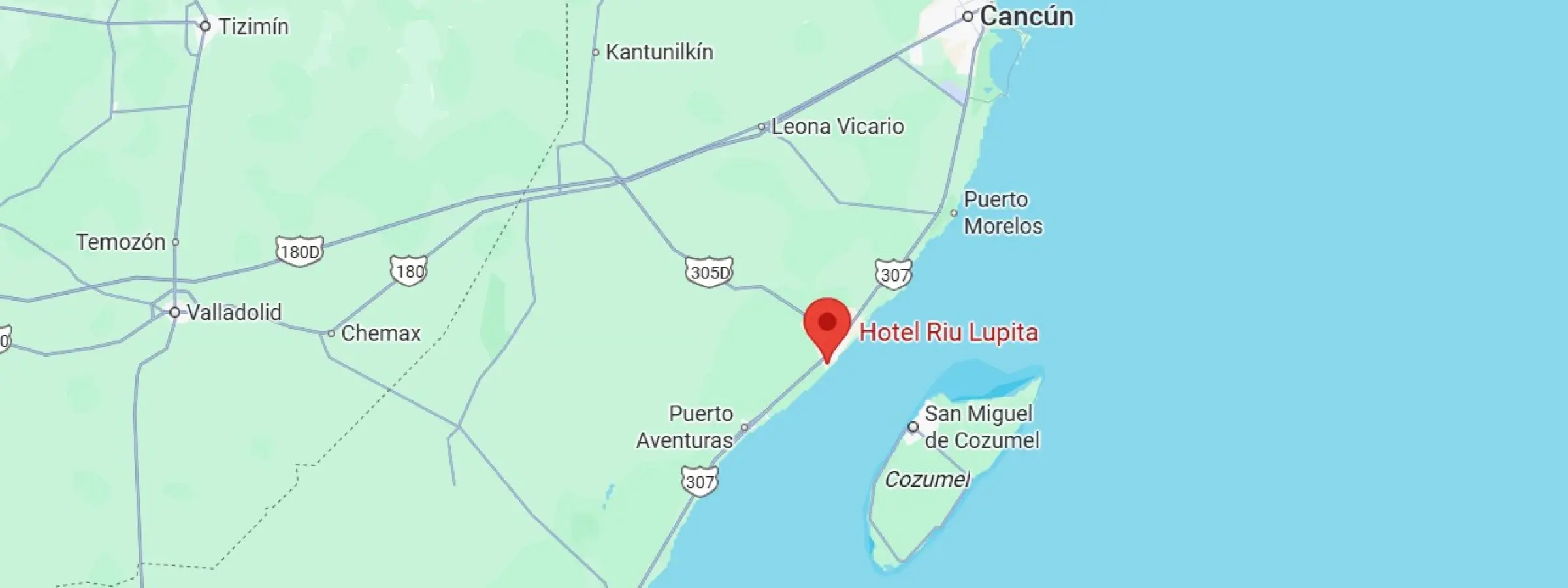 map showing location of Riu Lupita in Mexico