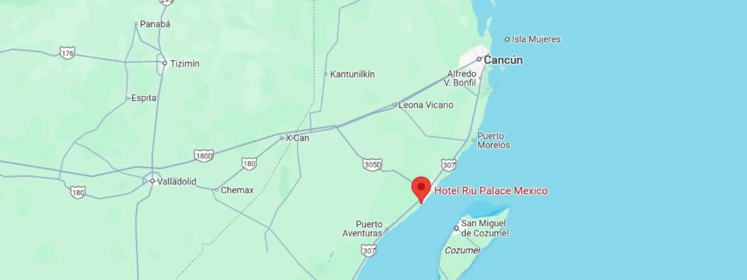 map showing location of Hotel Riu Palace Mexico