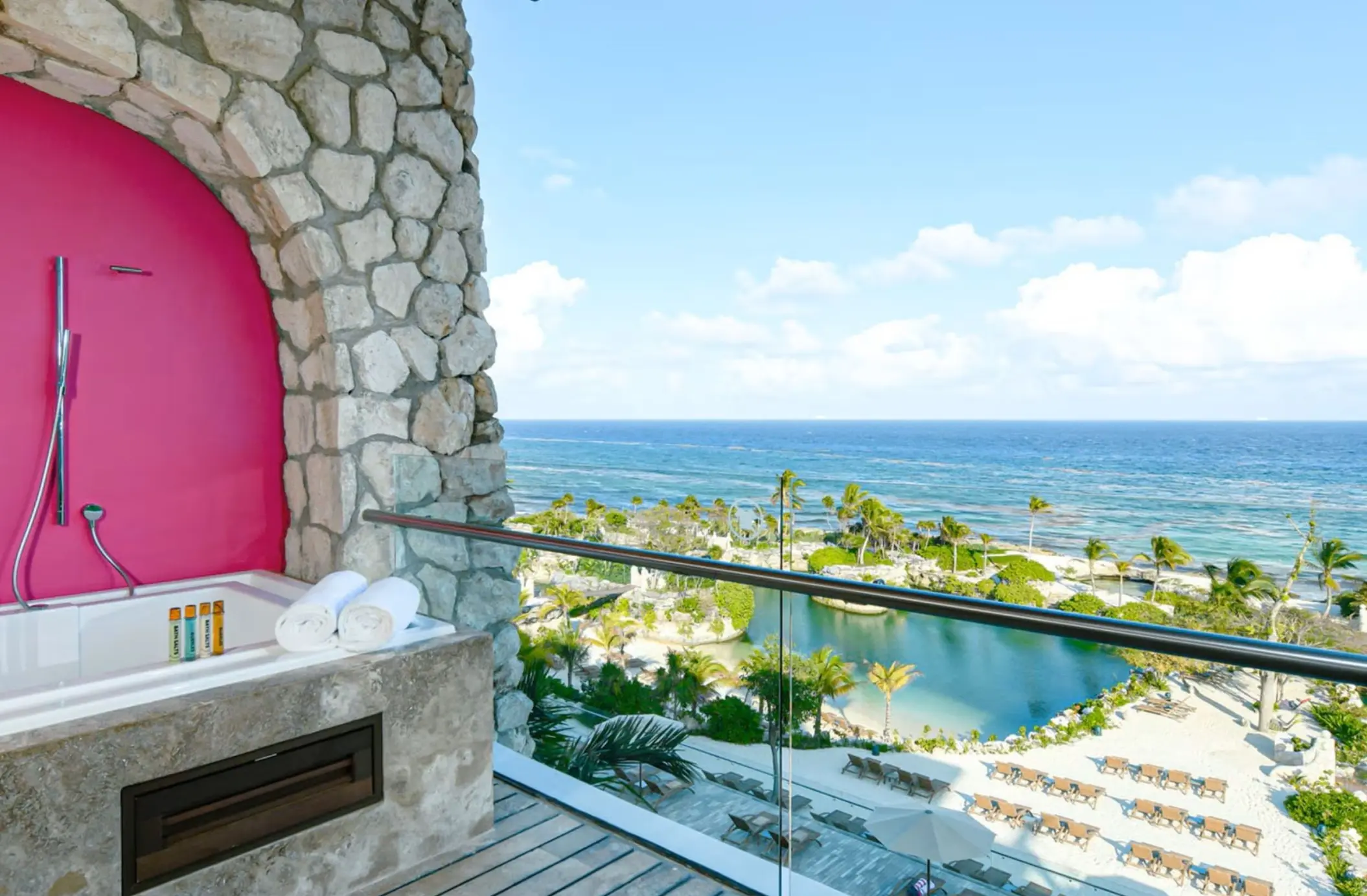 beautiful views from the balcony of a suite at hotel xcaret mexico