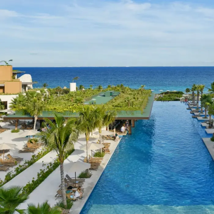 oceanfront pool at Hotel Xcaret Mexico
