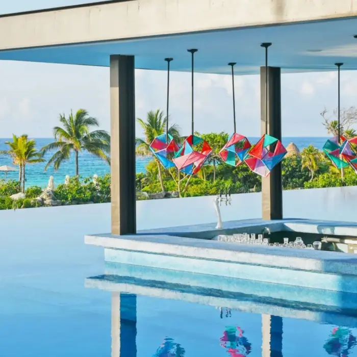 swim up bar at Hotel Xcaret Mexico