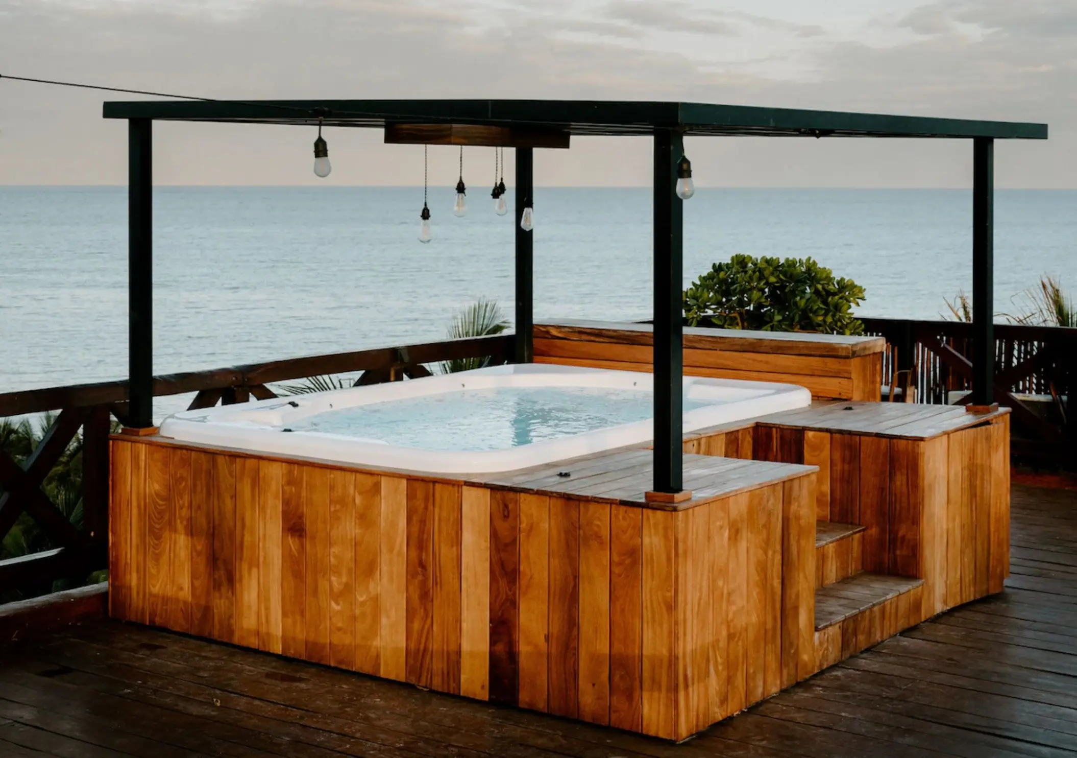 hot tub on rooftop terrace at Hotelito Azul Tulum