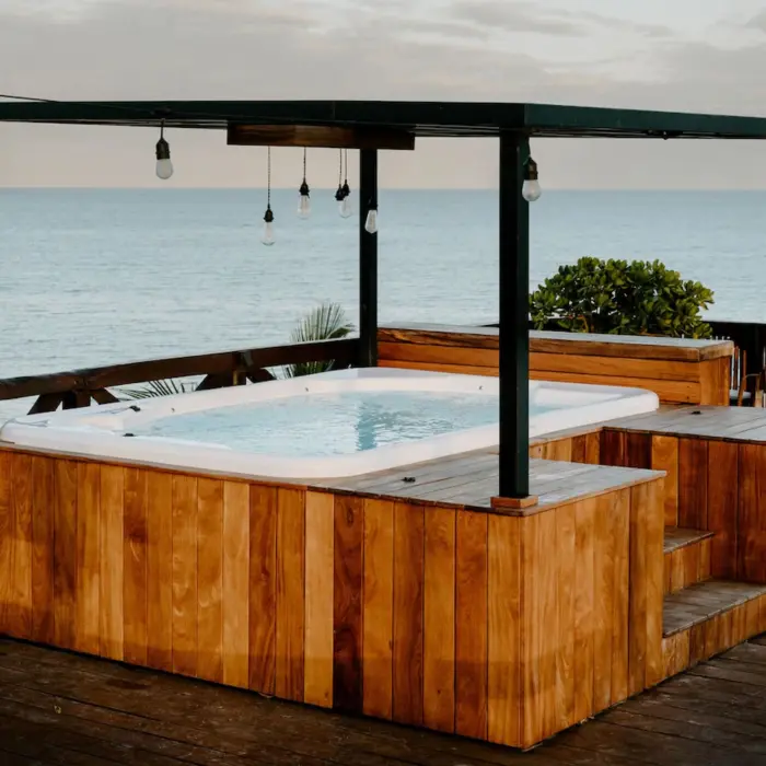 hot tub on rooftop terrace at Hotelito Azul Tulum