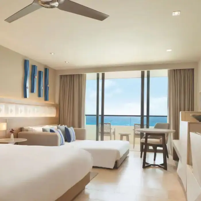 Ocean front king with sofa bed room at Hyatt Ziva Cancun