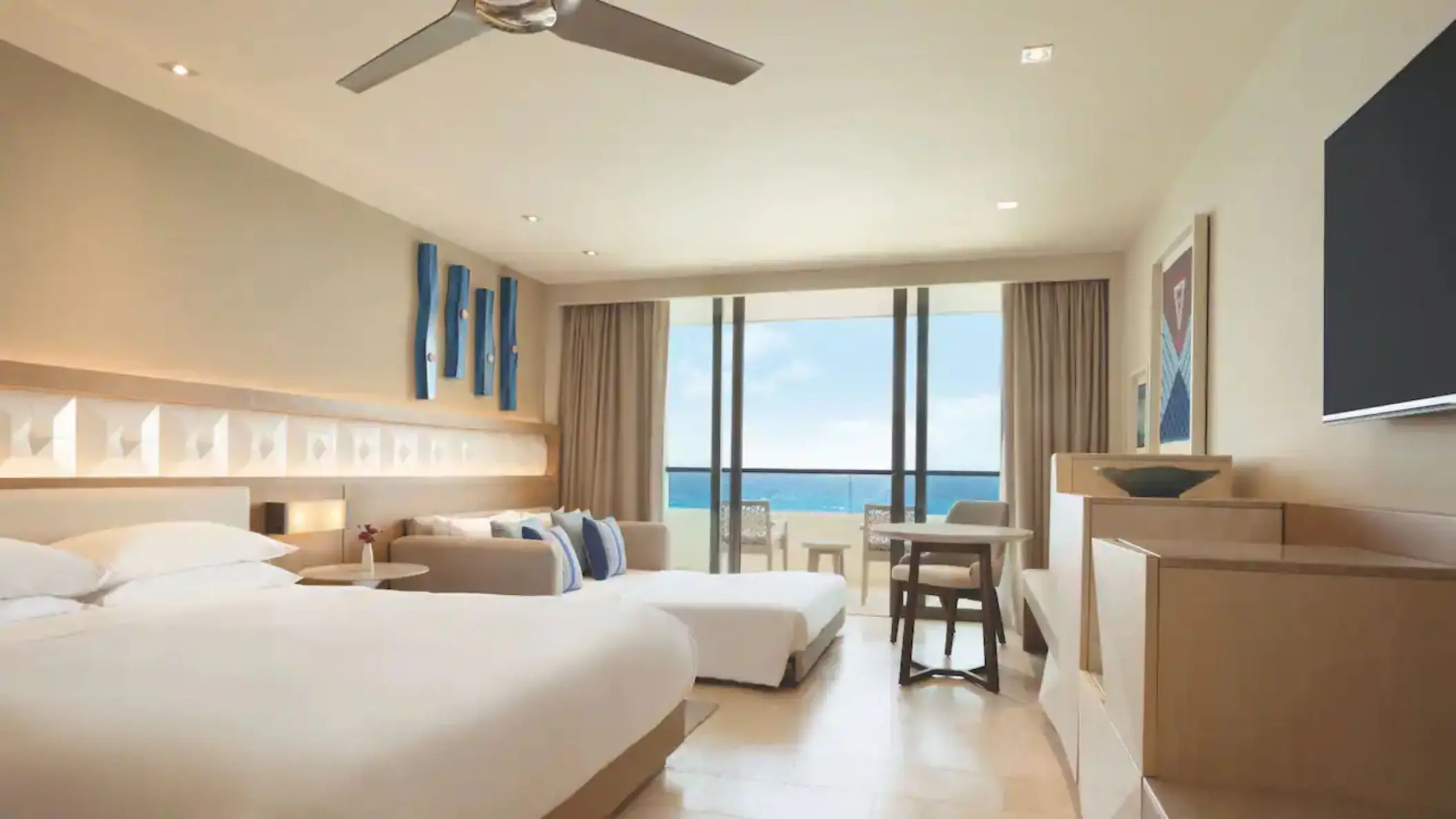Ocean front king with sofa bed room at Hyatt Ziva Cancun
