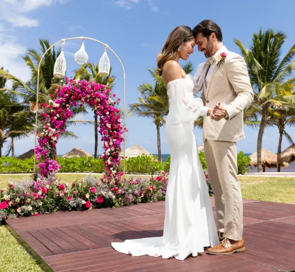 bride and groom at Hyatt Ziva Riviera Maya