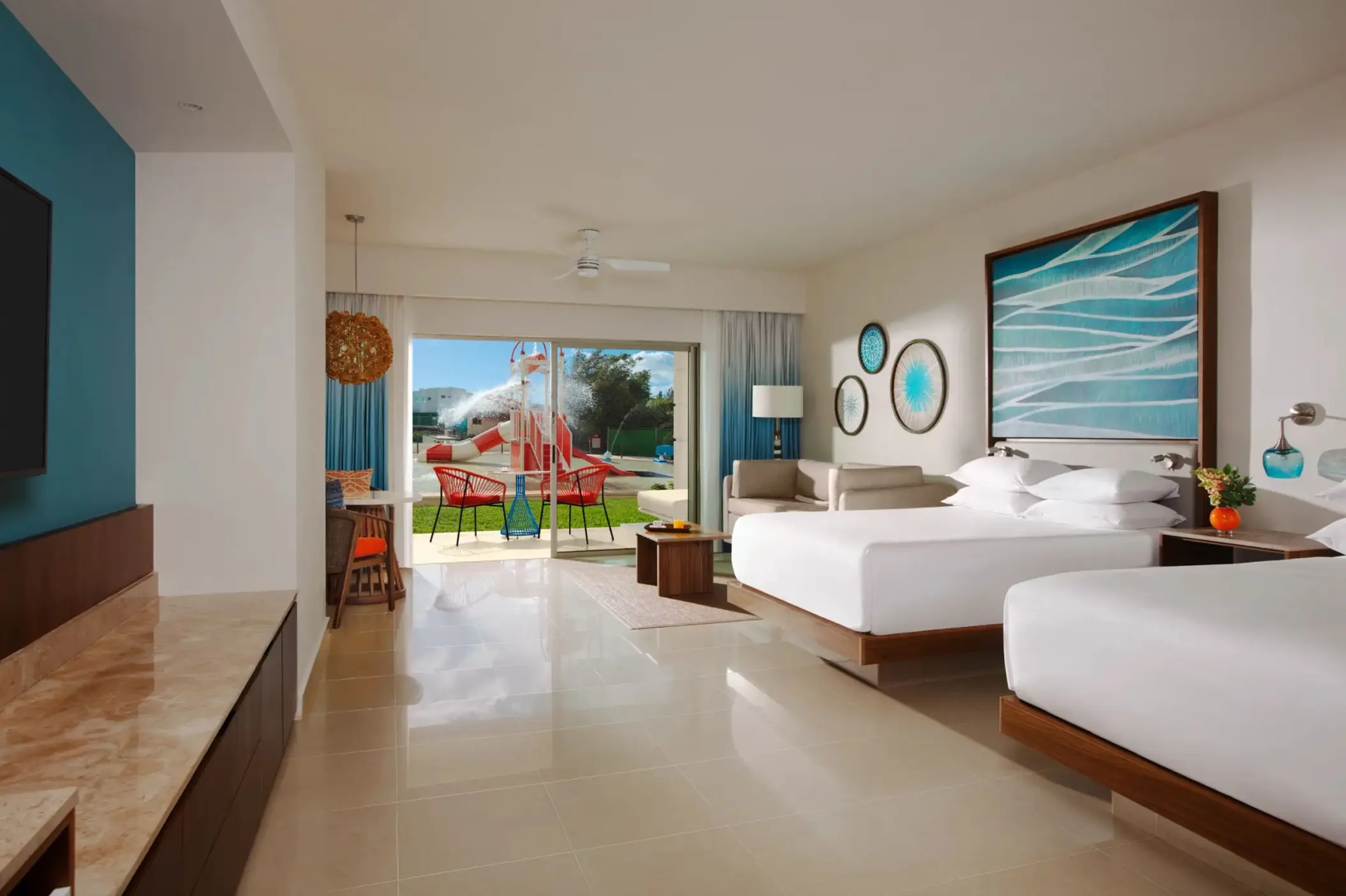 family junior suite with waterpark view at Hyatt Ziva Riviera Maya