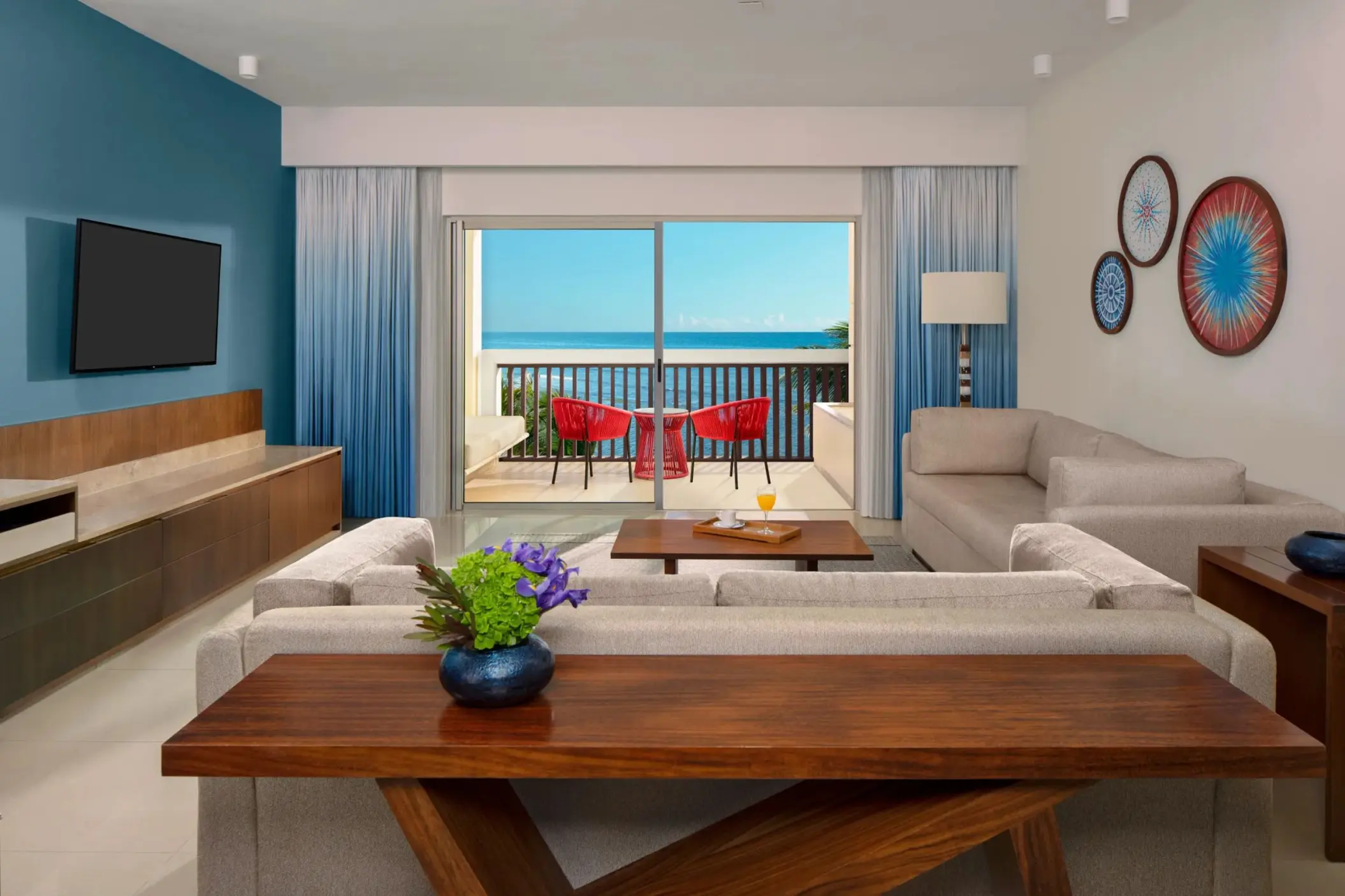 master suite living area with ocean view at Hyatt Ziva Riviera Maya