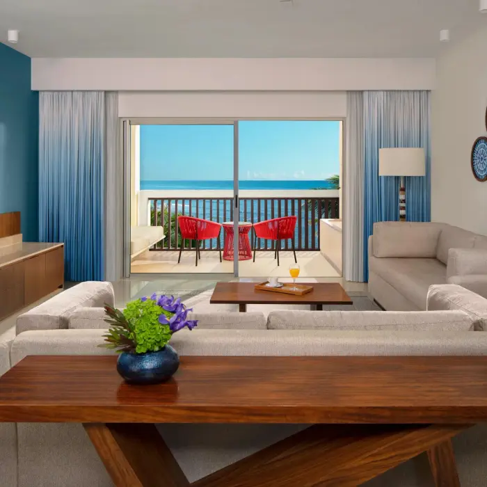 master suite living area with ocean view at Hyatt Ziva Riviera Maya