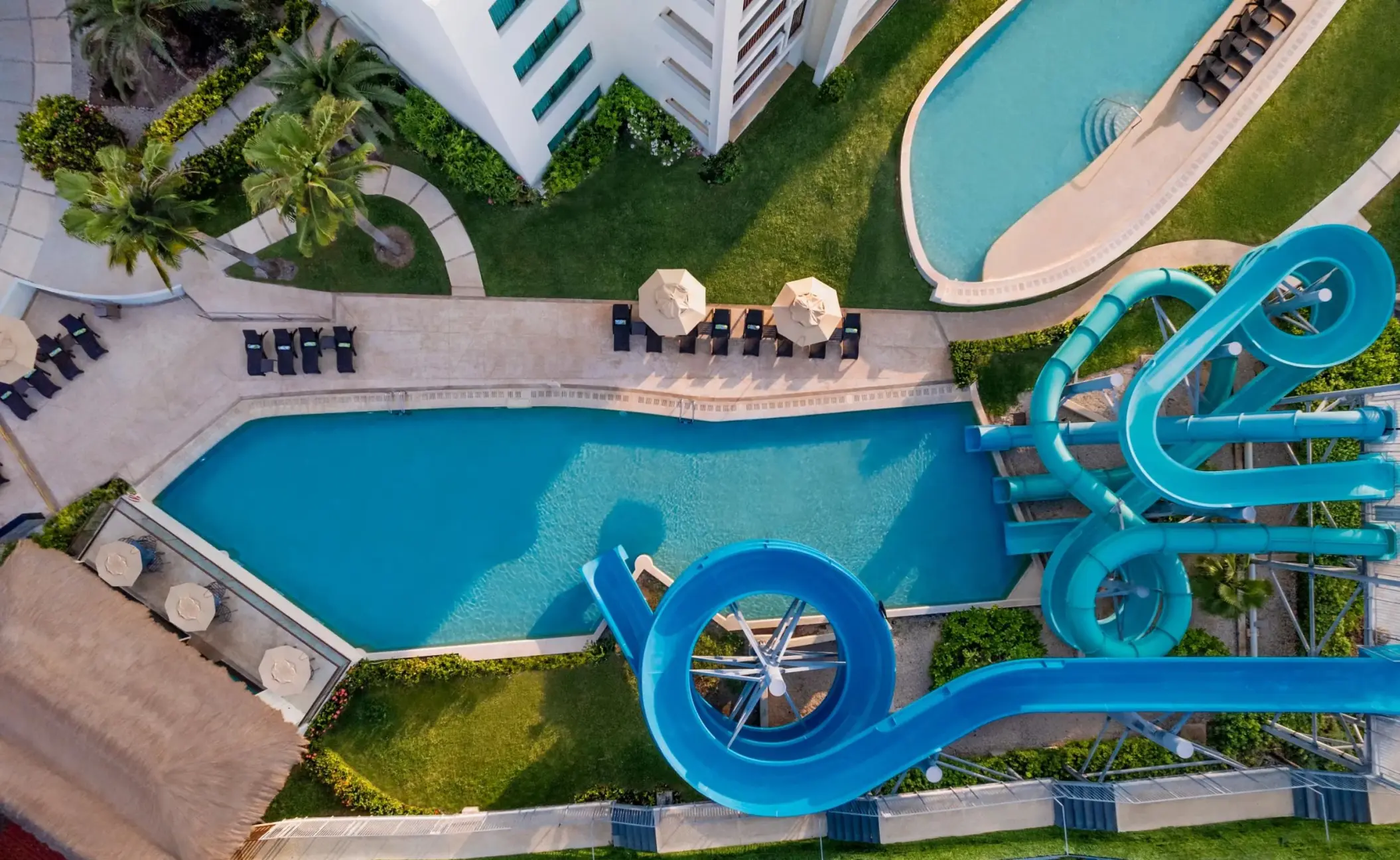 waterslides and pools at Hyatt Ziva Riviera Maya