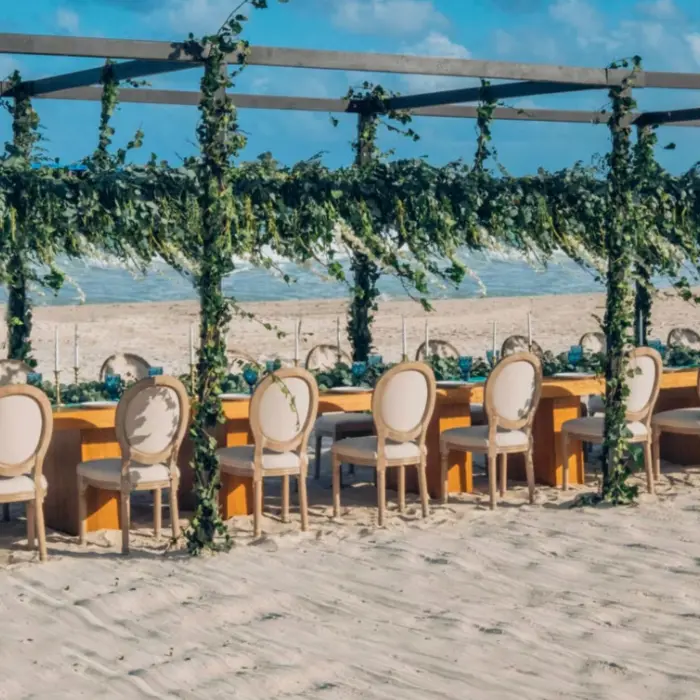 beach reception setup at Iberostar Selection Paraiso Maya Suites