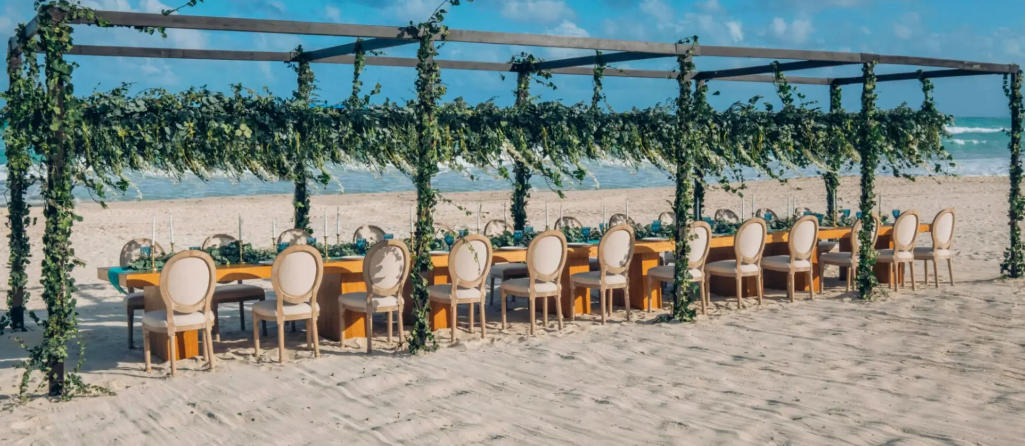 beach reception setup at Iberostar Selection Paraiso Maya Suites