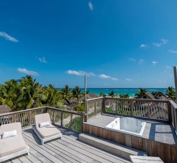 terrace of premium suite with jacuzzi at Kai Tulum Hotel
