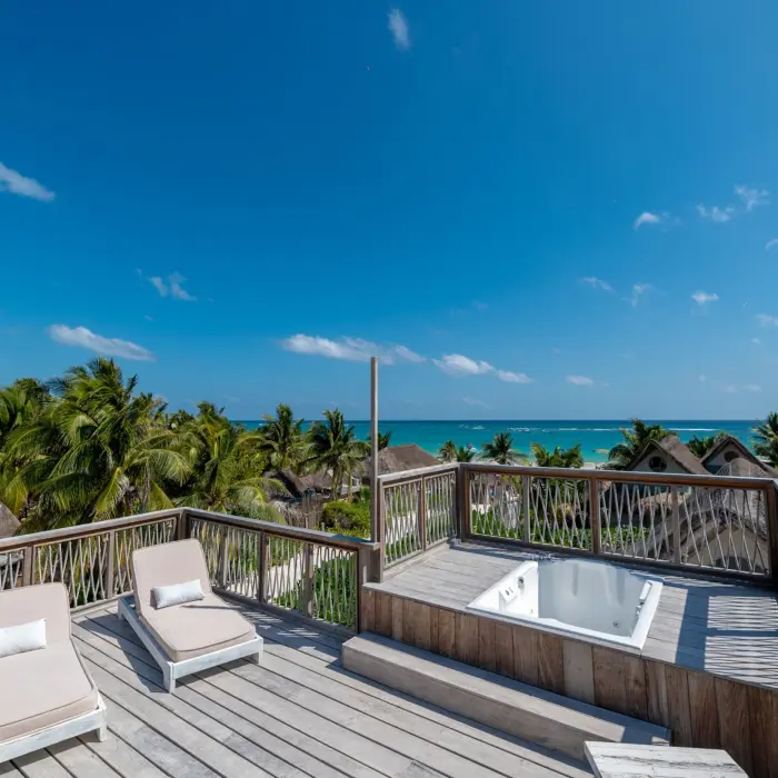 terrace of premium suite with jacuzzi at Kai Tulum Hotel