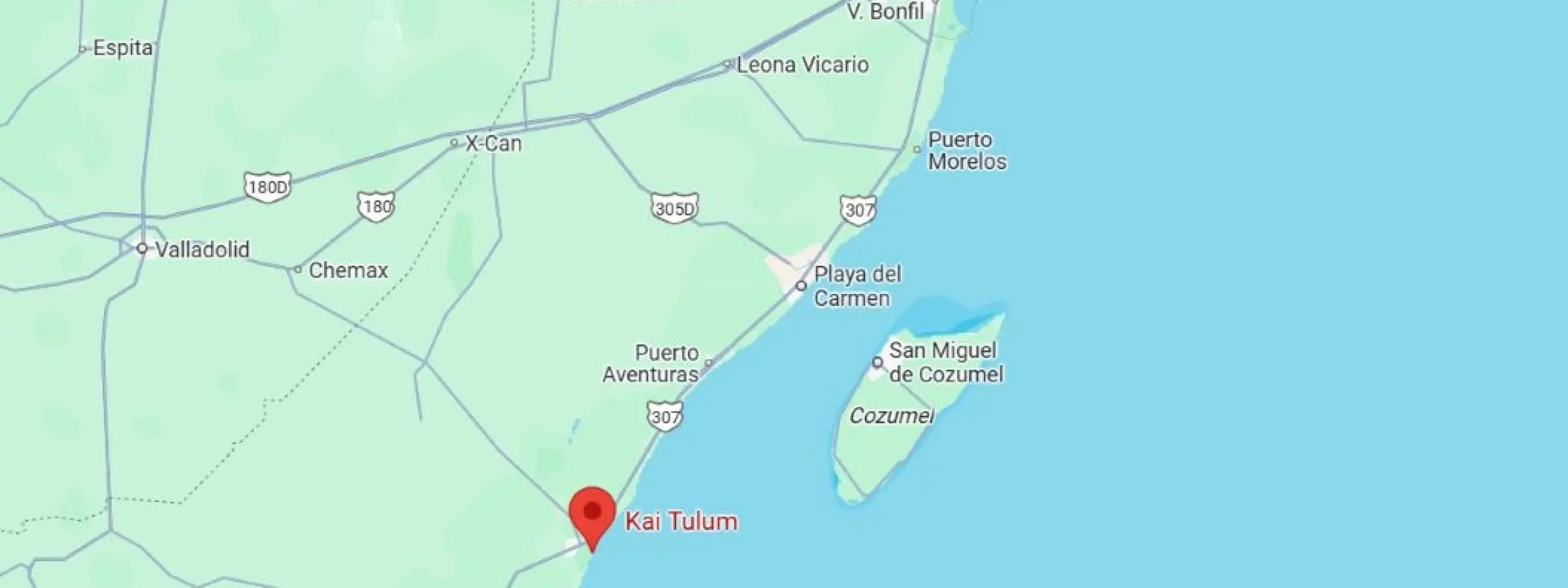 map showing location of Kai Tulum in Mexico