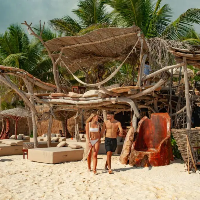 couple at the beach club at Kanan Tulum Hotel & Spa